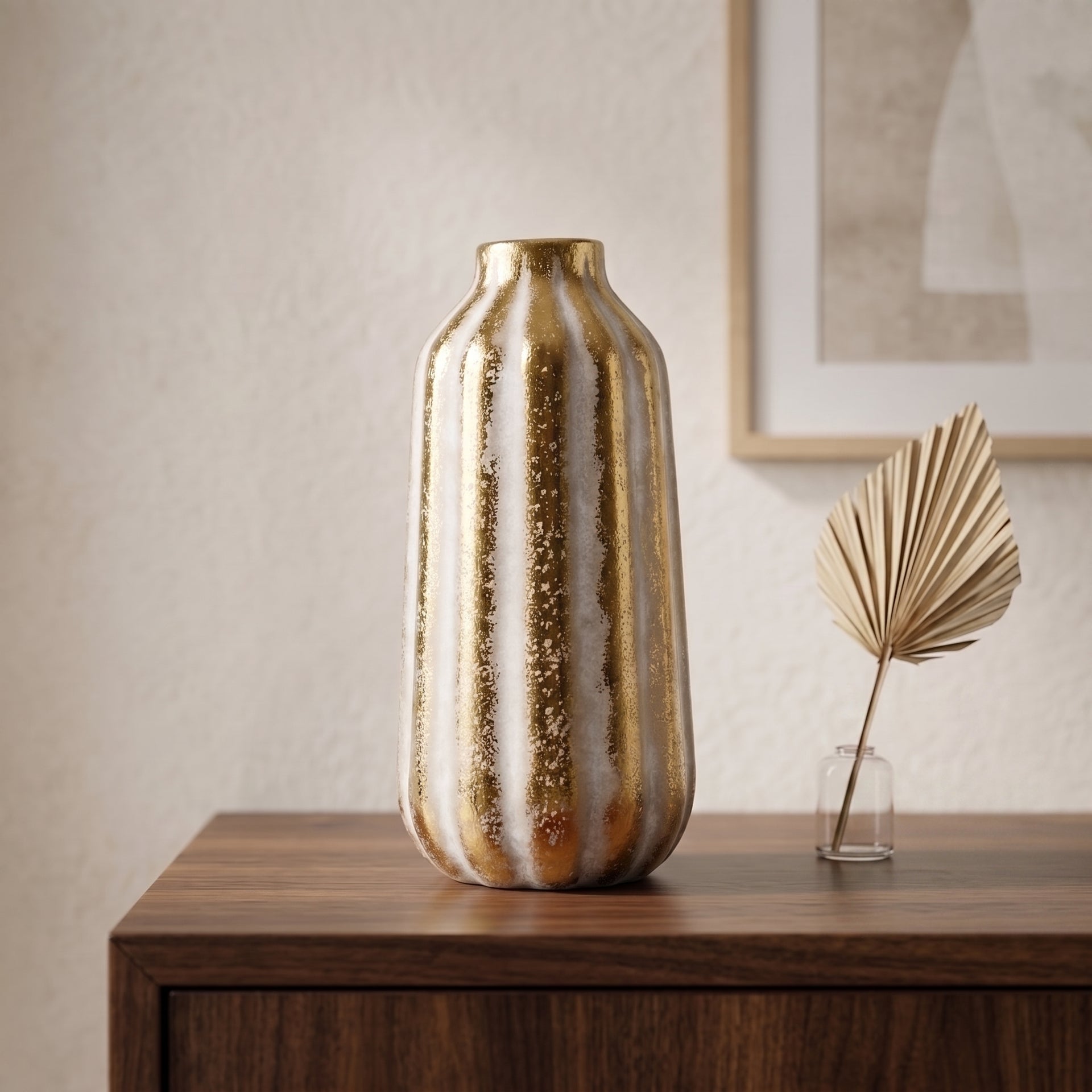 Gold Ceramic Flower Vase by Zodiya