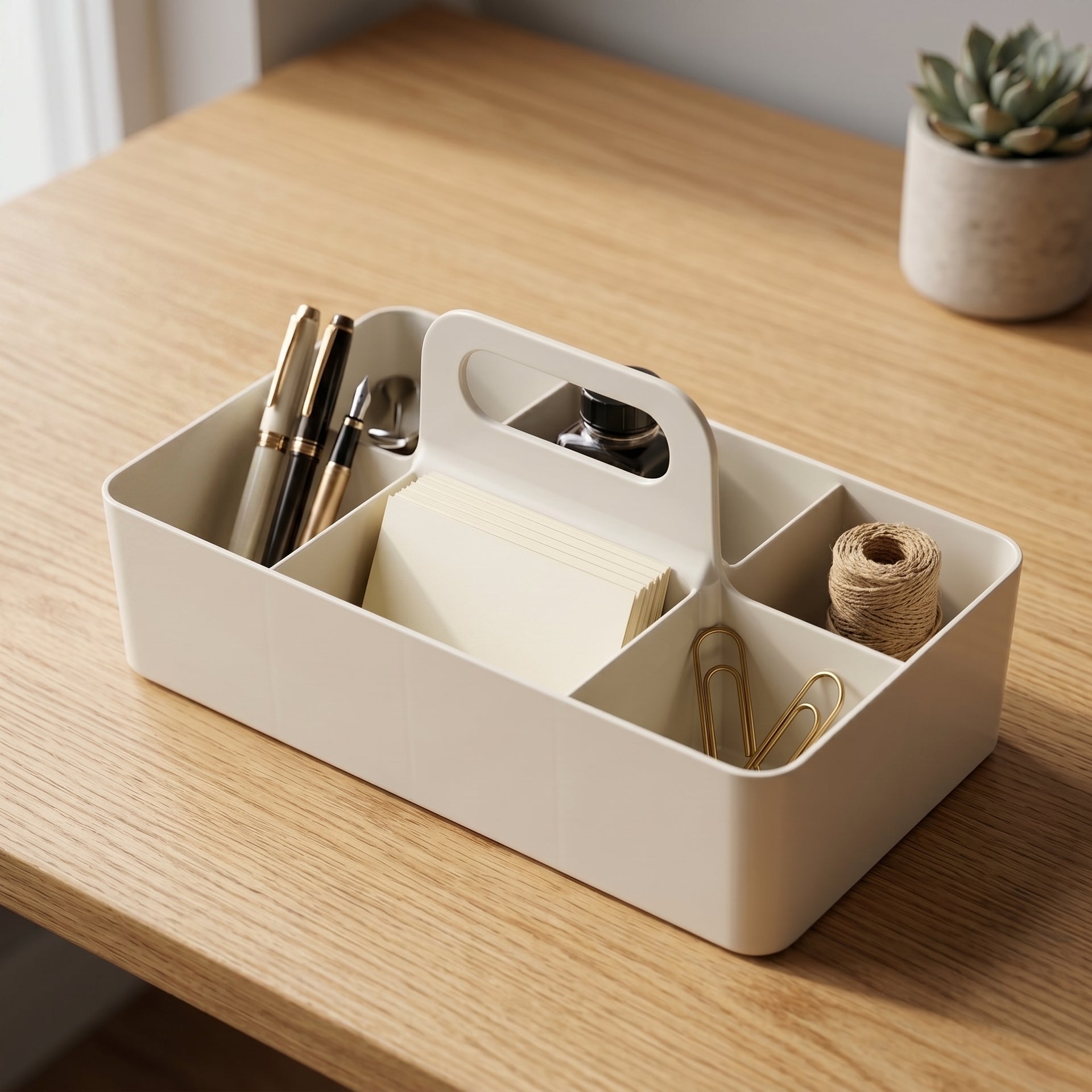Off White 6 compartment Multi organizer with handle By Zodiya