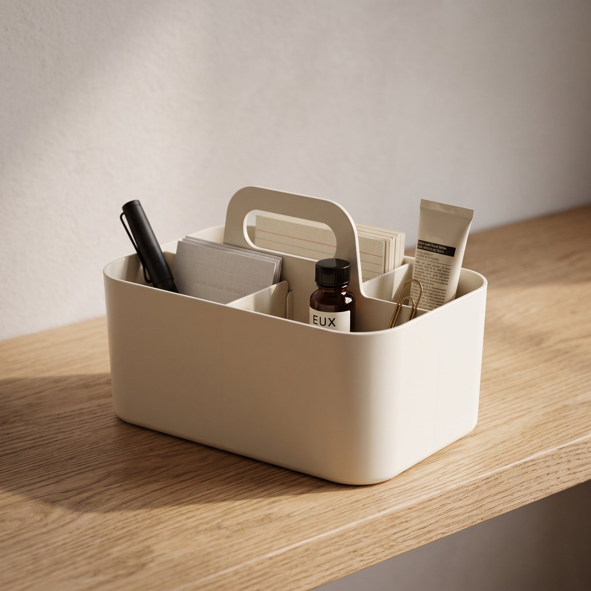 Cream 4 compartments Multi organizer with handle By Zodiya