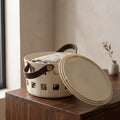 Cream Multipurpose Organiser Basket with lid By Zodiya