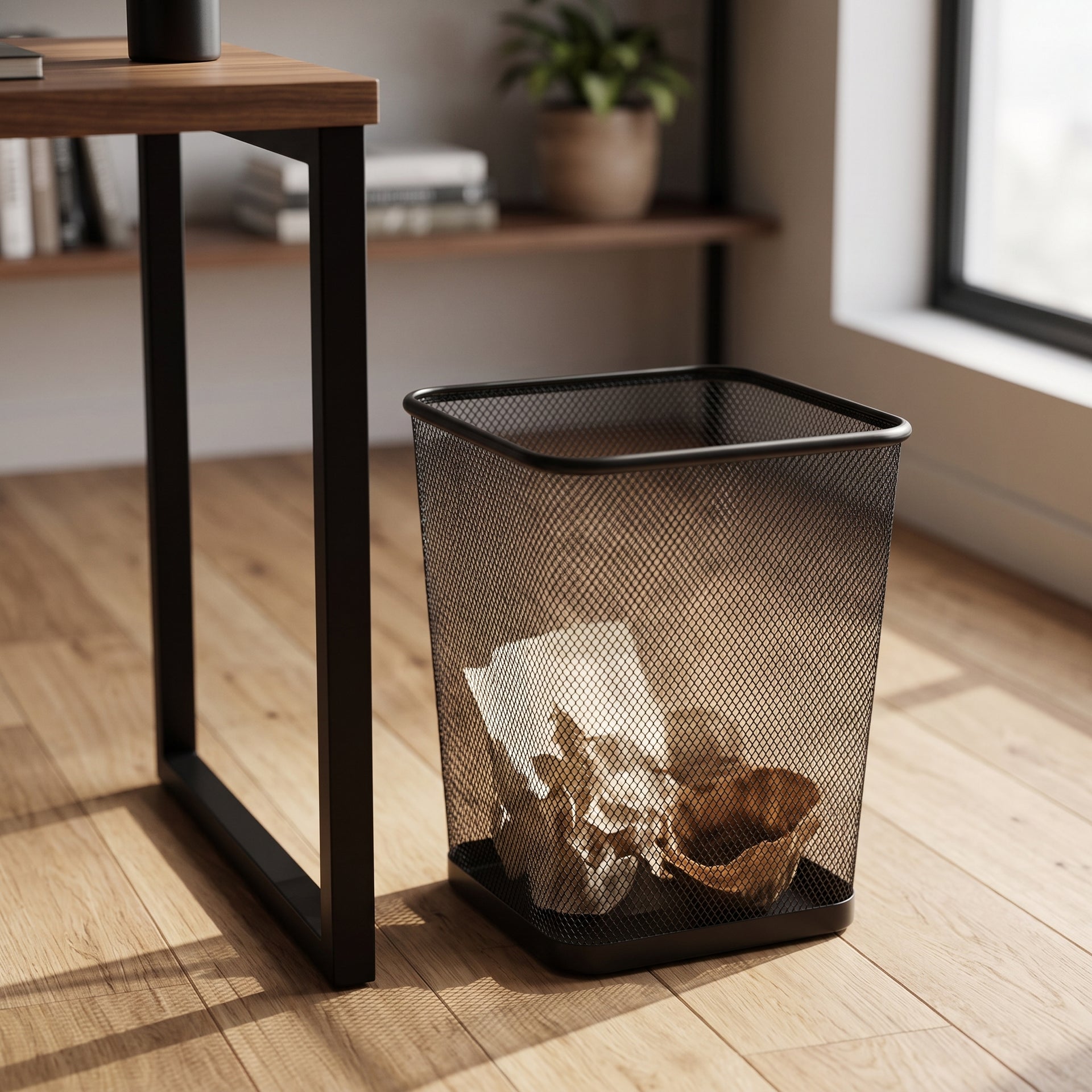Black Metal Dustbin By Zodiya
