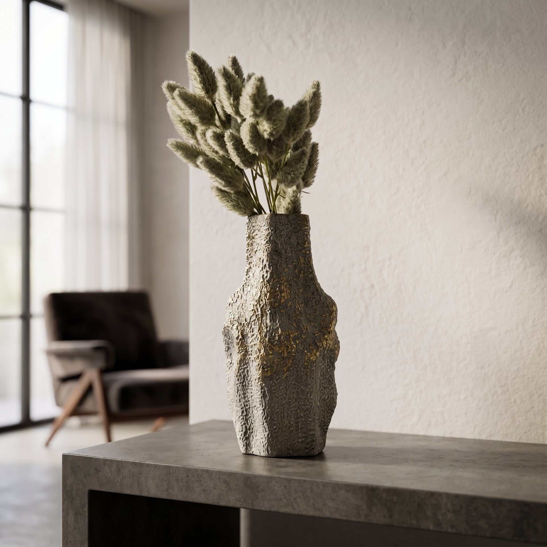 Large Textured Grey Ceramic Vase By Zodiya