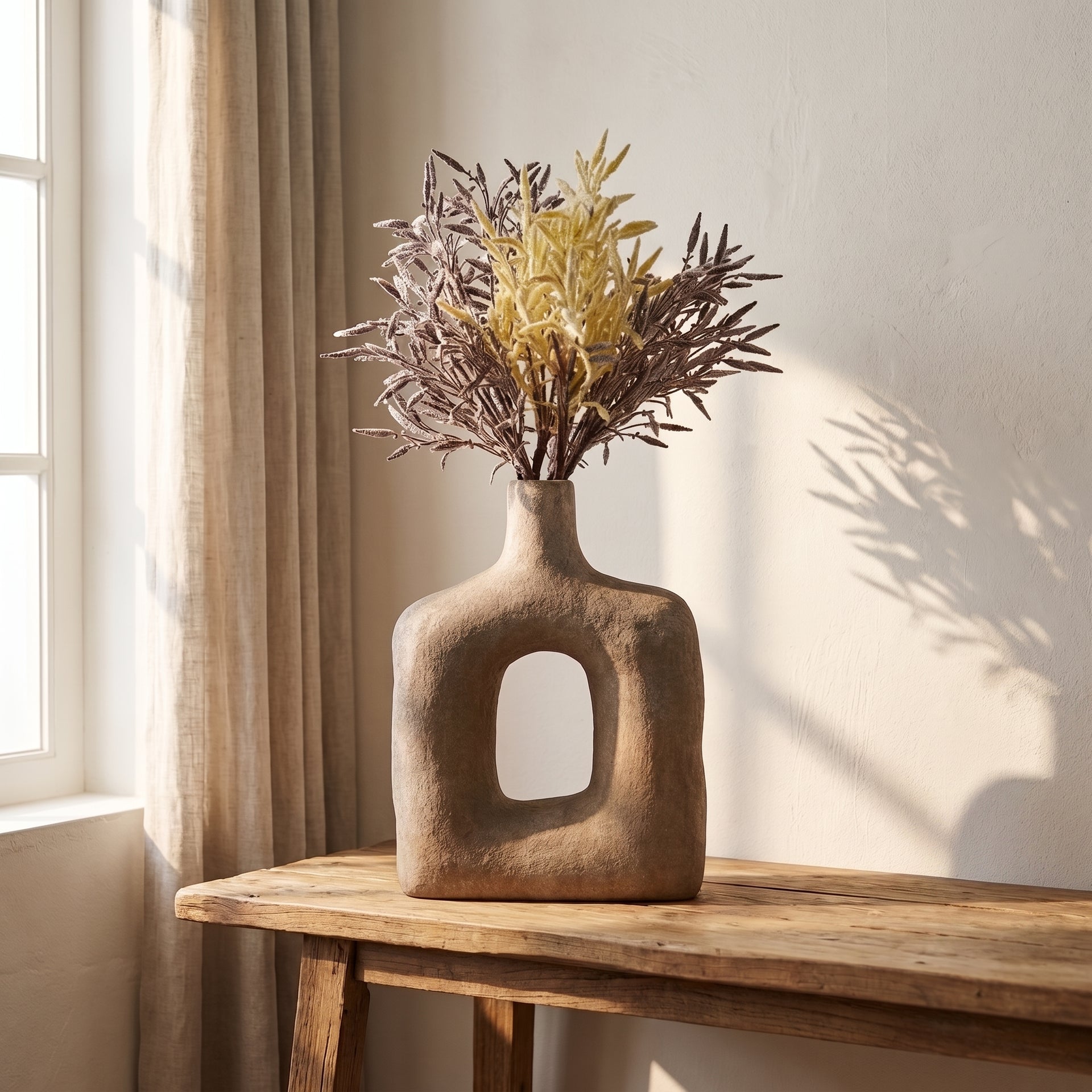 Small Wooden Ceramic Flower Vase By Zodiya