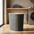 Grey Round Fabric Laundry Basket by Zodiya