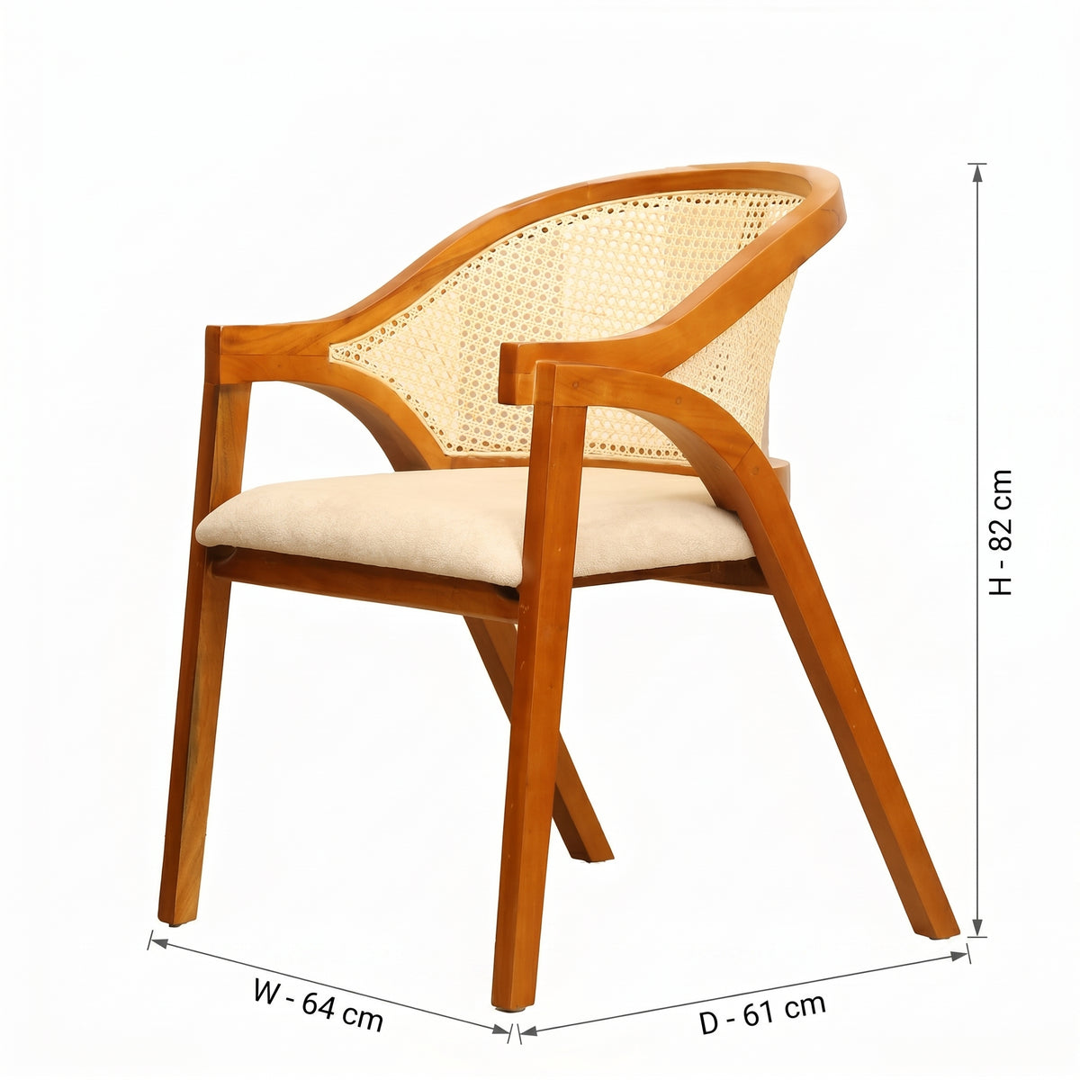 Aura Wooden Arm Chair with Rattan Cane By Zodiya