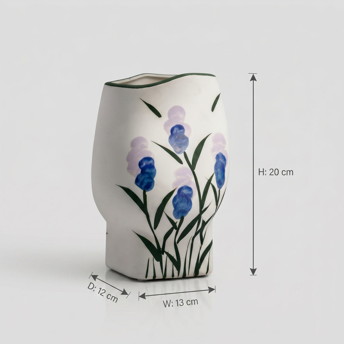 Floral Painted White Ceramic Flower Vase (large) By Zodiya
