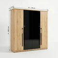Zayn Engineered Wood 4 Door Wardrobe with 2 Black Doors By Zodiya