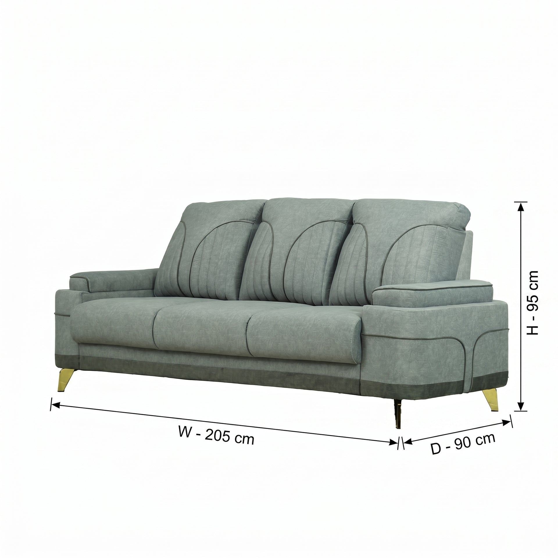 Omega Grey 3 Seater Milan Sofa by Zodiya
