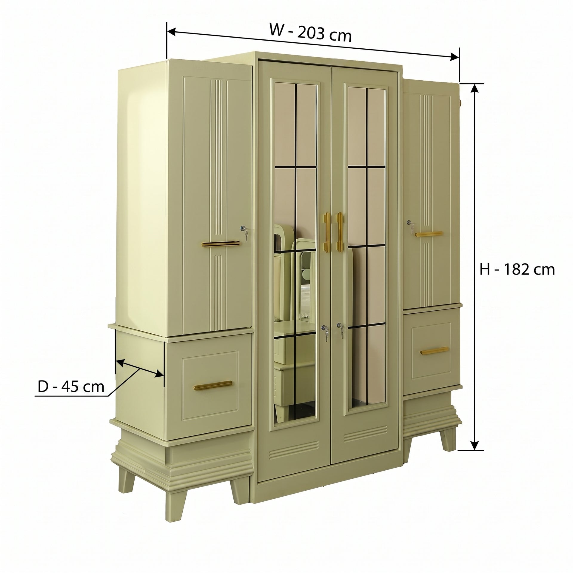 Beige Glass Door Wardrobe by Zodiya