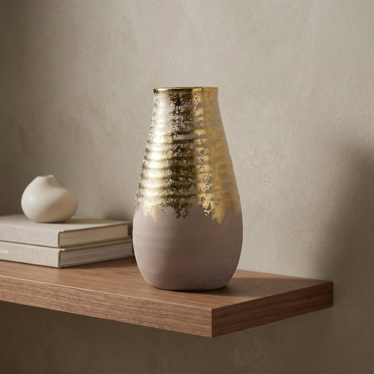 Brass Grey Small Ceramic Flower Vase By Zodiya