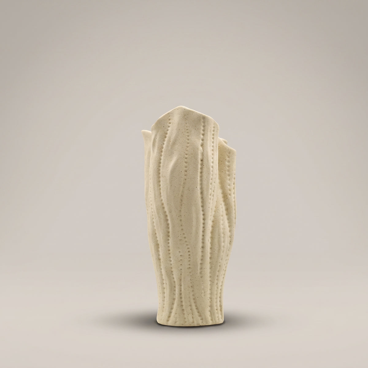 Off-white Textured Ceramic Flower Vase by Zodiya