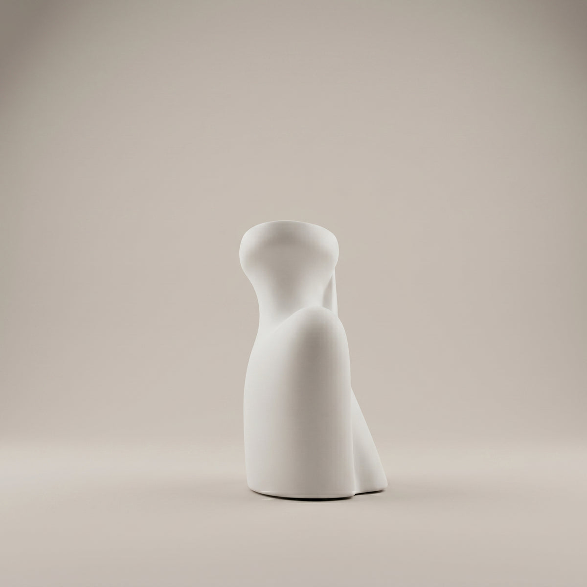 White Sculpture Ceramic Vase by Zodiya