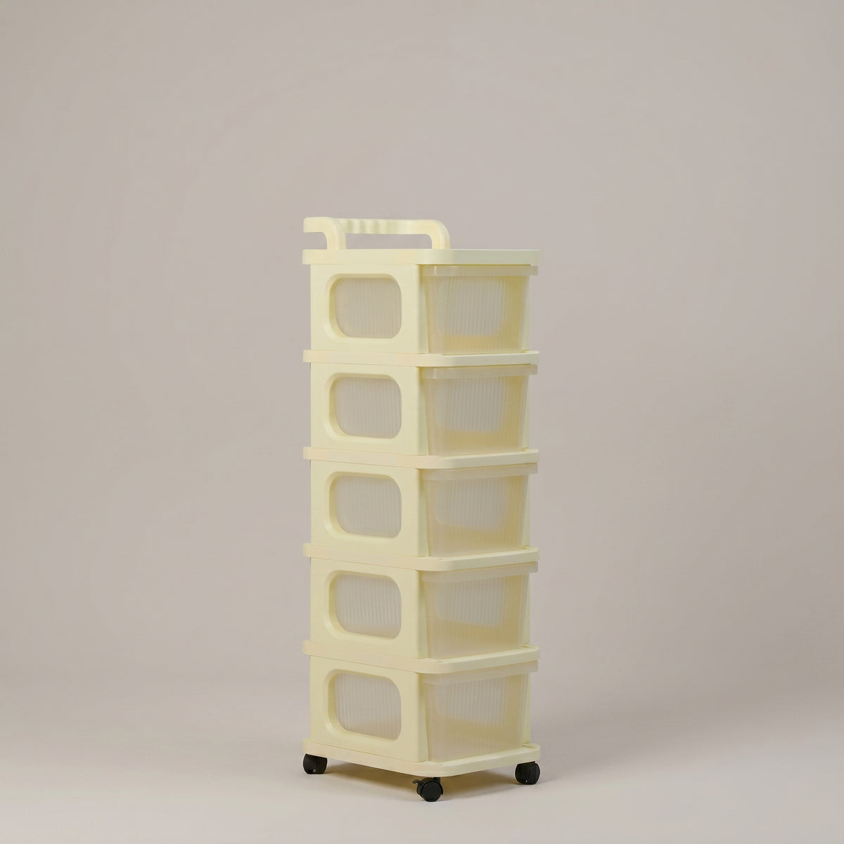 5-Tier Cream Plastic Rolling Storage with Drawers by Zodiya