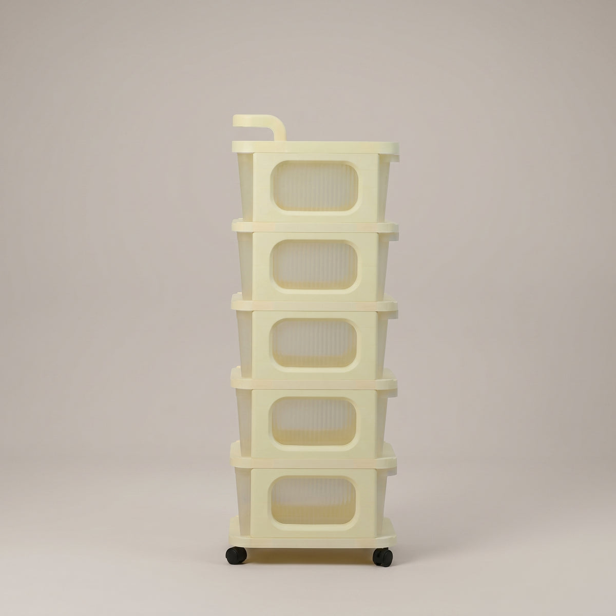 5-Tier Cream Plastic Rolling Storage with Drawers by Zodiya