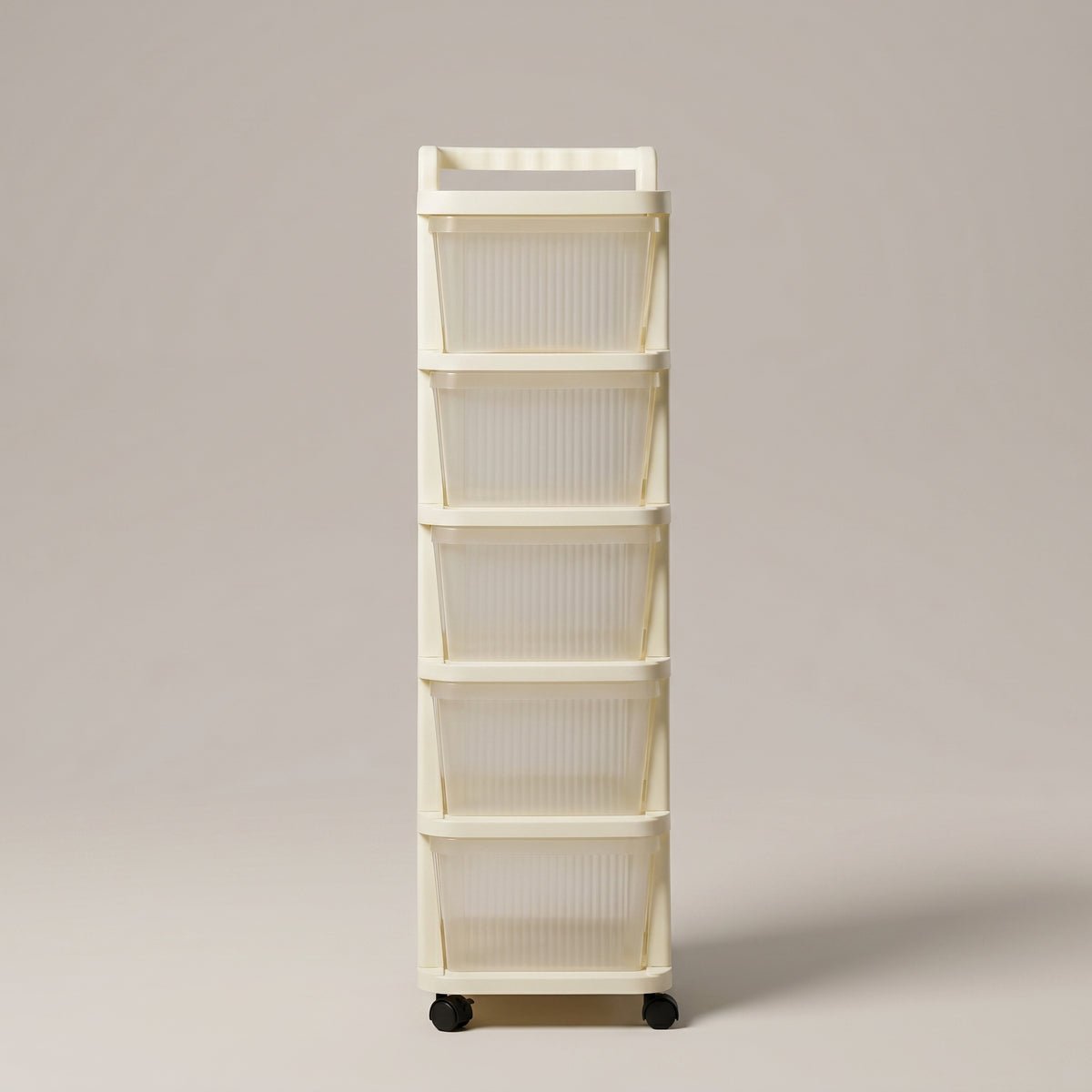 5-Tier Cream Plastic Rolling Storage with Drawers by Zodiya