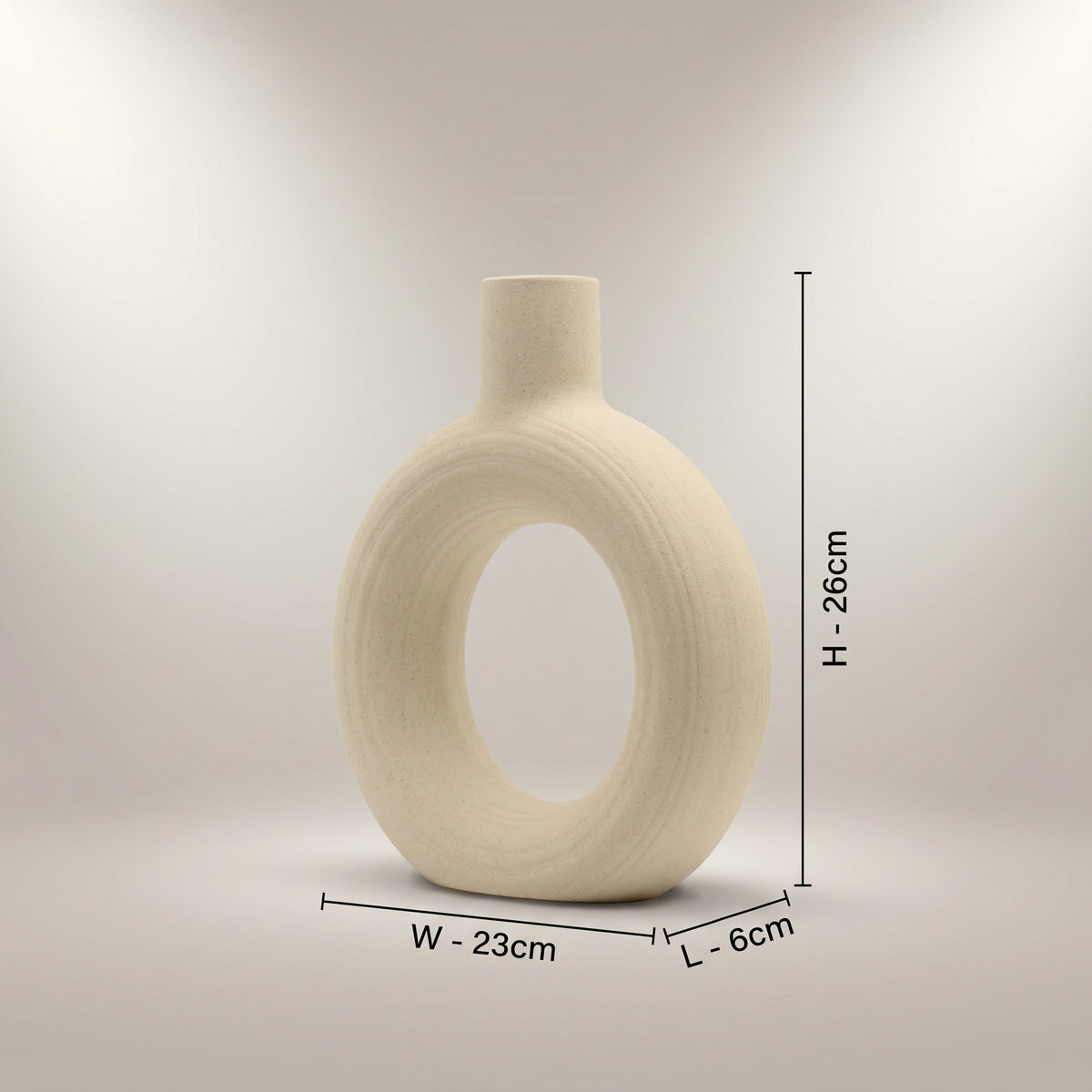 Beige Round Ceramic Flower Vase by Zodiya