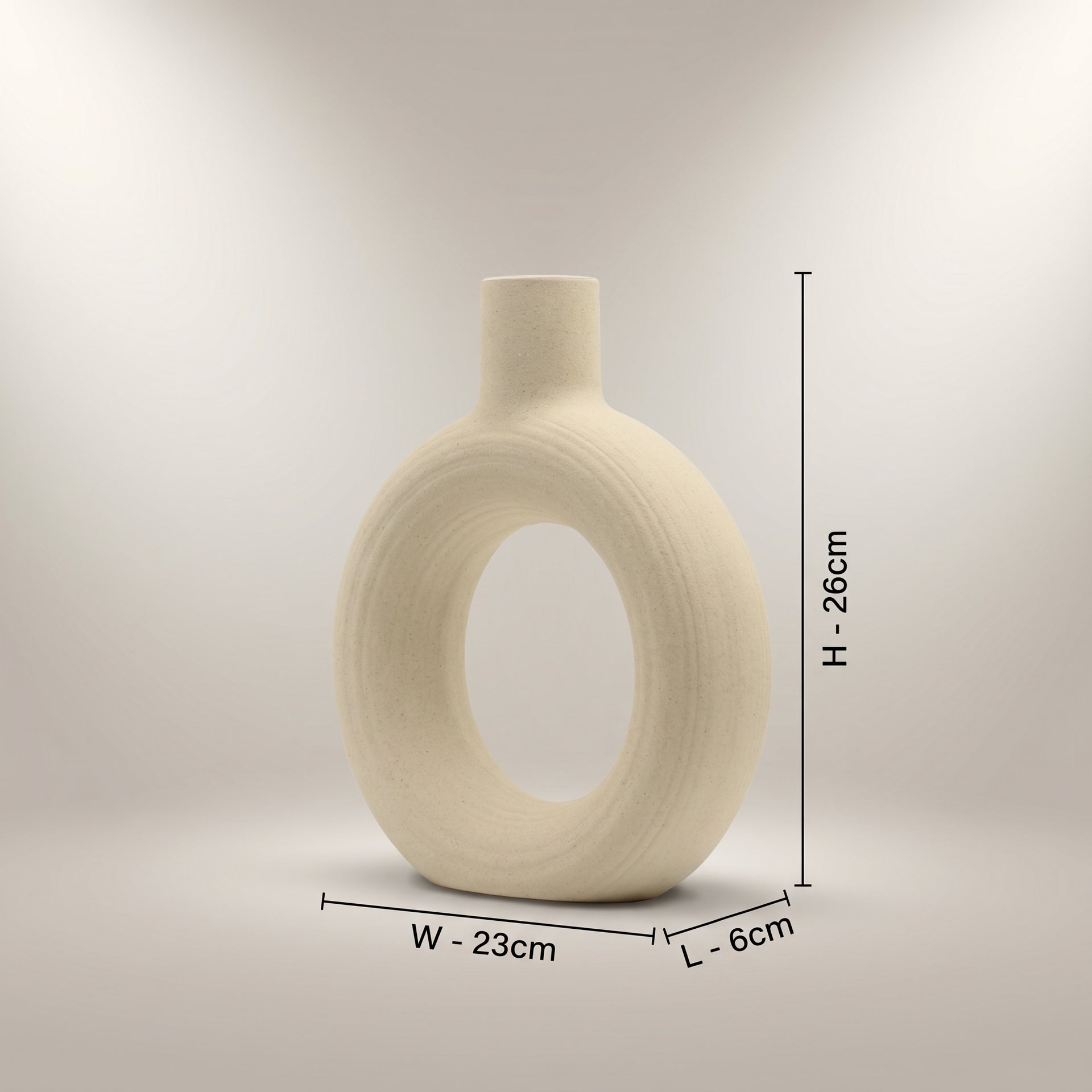 Beige Ring Vase by Zodiya