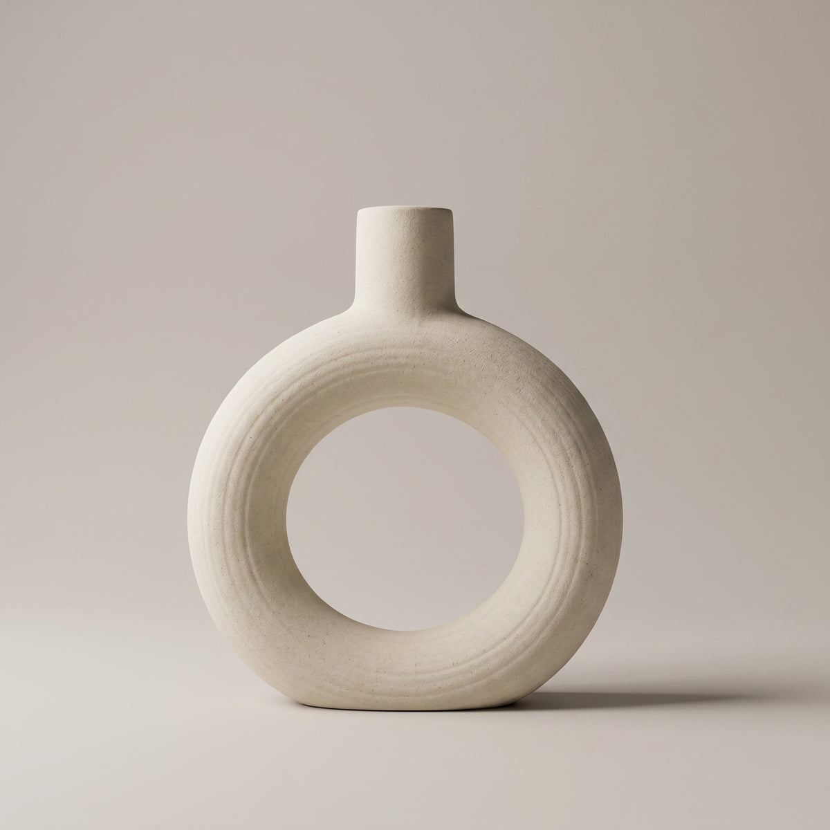 Beige Round Ceramic Flower Vase by Zodiya