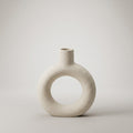 Beige Round Ceramic Flower Vase (Large) by Zodiya