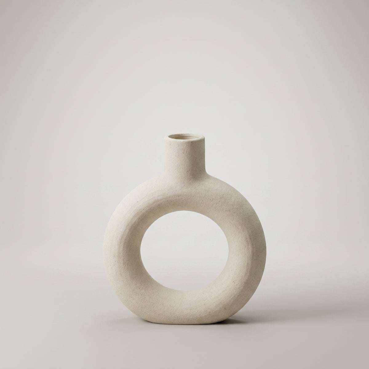 Beige Round Ceramic Flower Vase (Large) by Zodiya