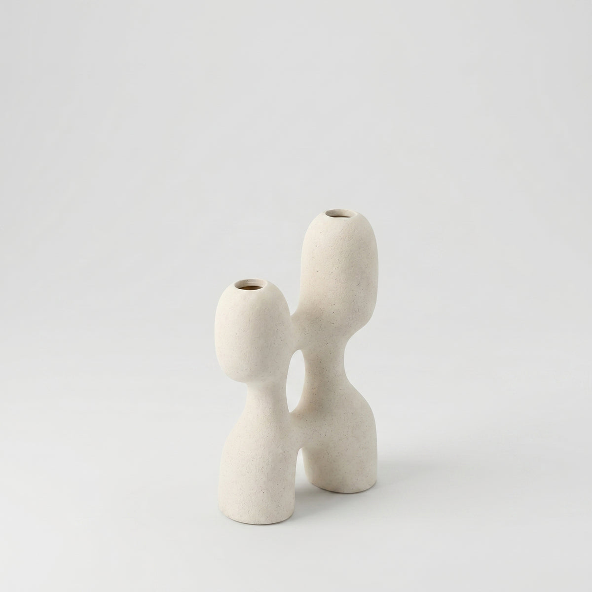 White Ceramic Vase (Double Spout) by Zodiya
