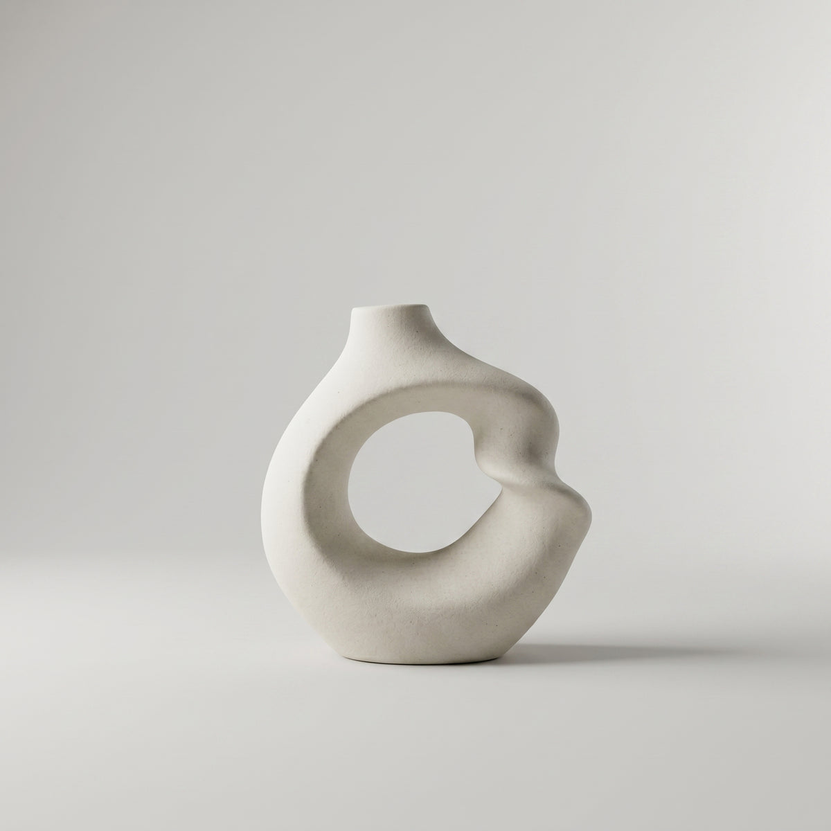White Ring Ceramic Flower Vase (Small) by Zodiya