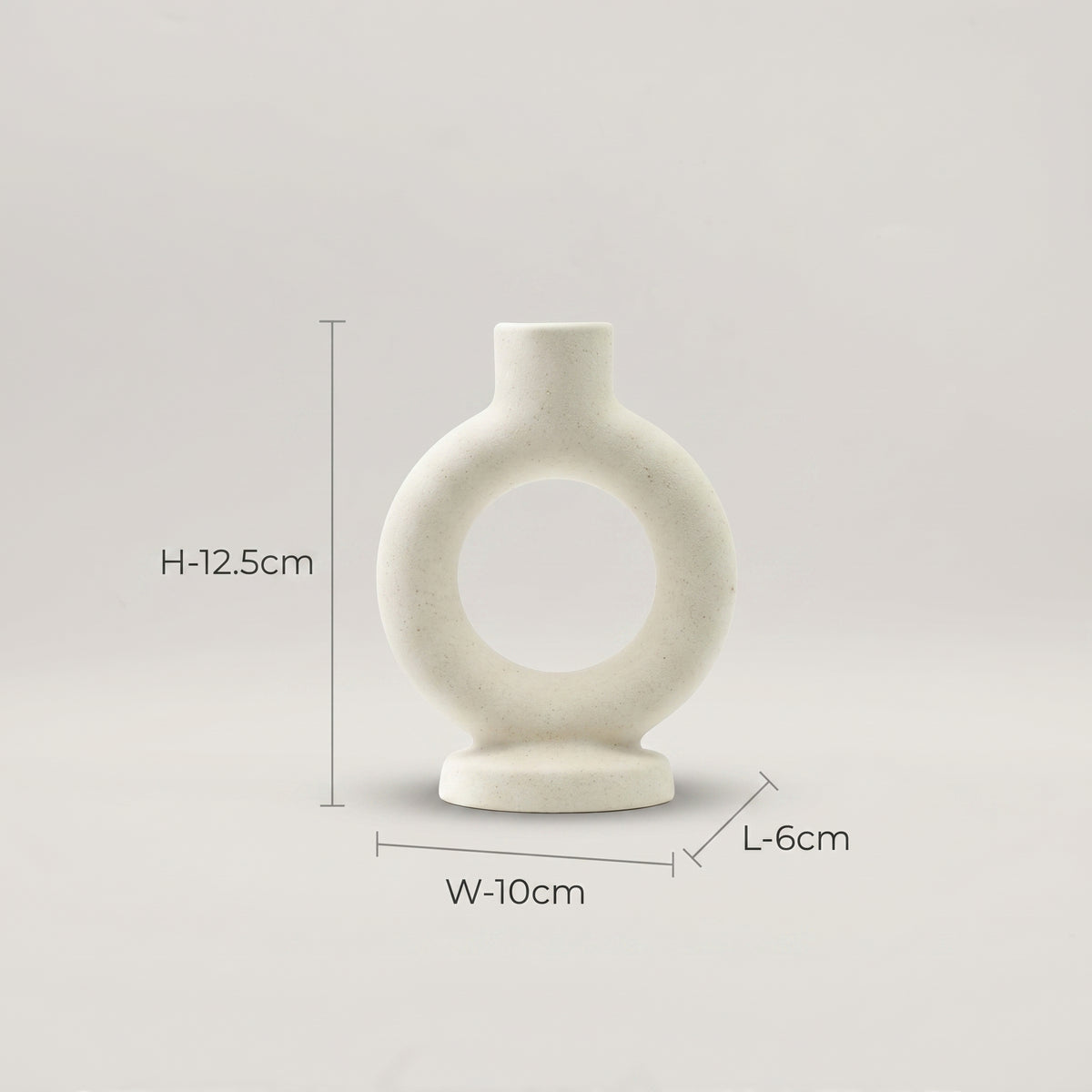 Off-white Circular Ceramic Ring Vase (small) by Zodiya