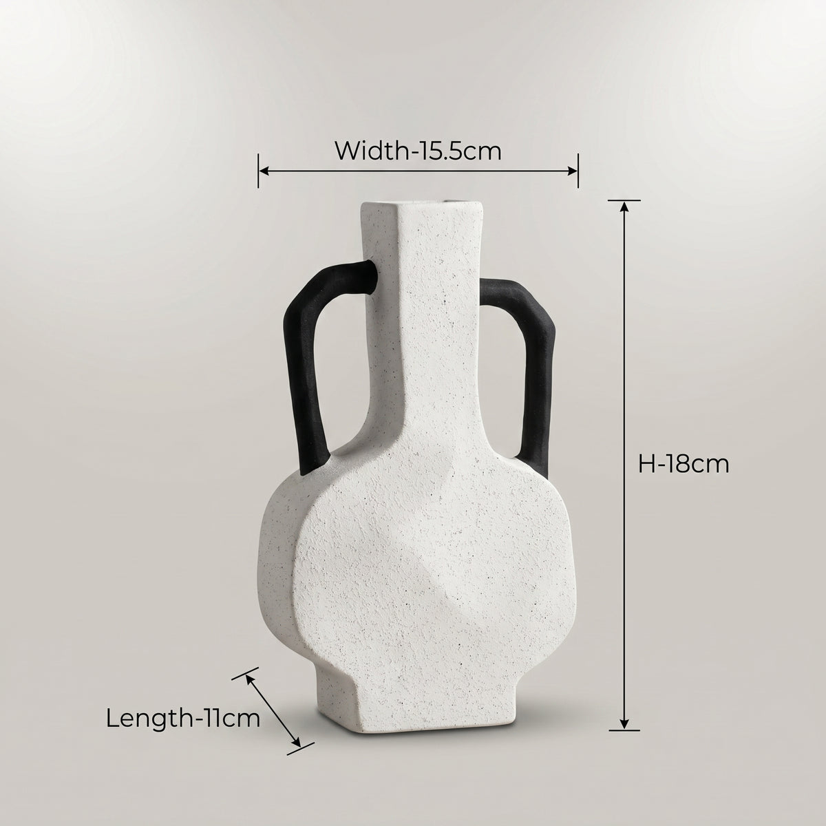 White Ceramic Flower Vase with Handles By Zodiya