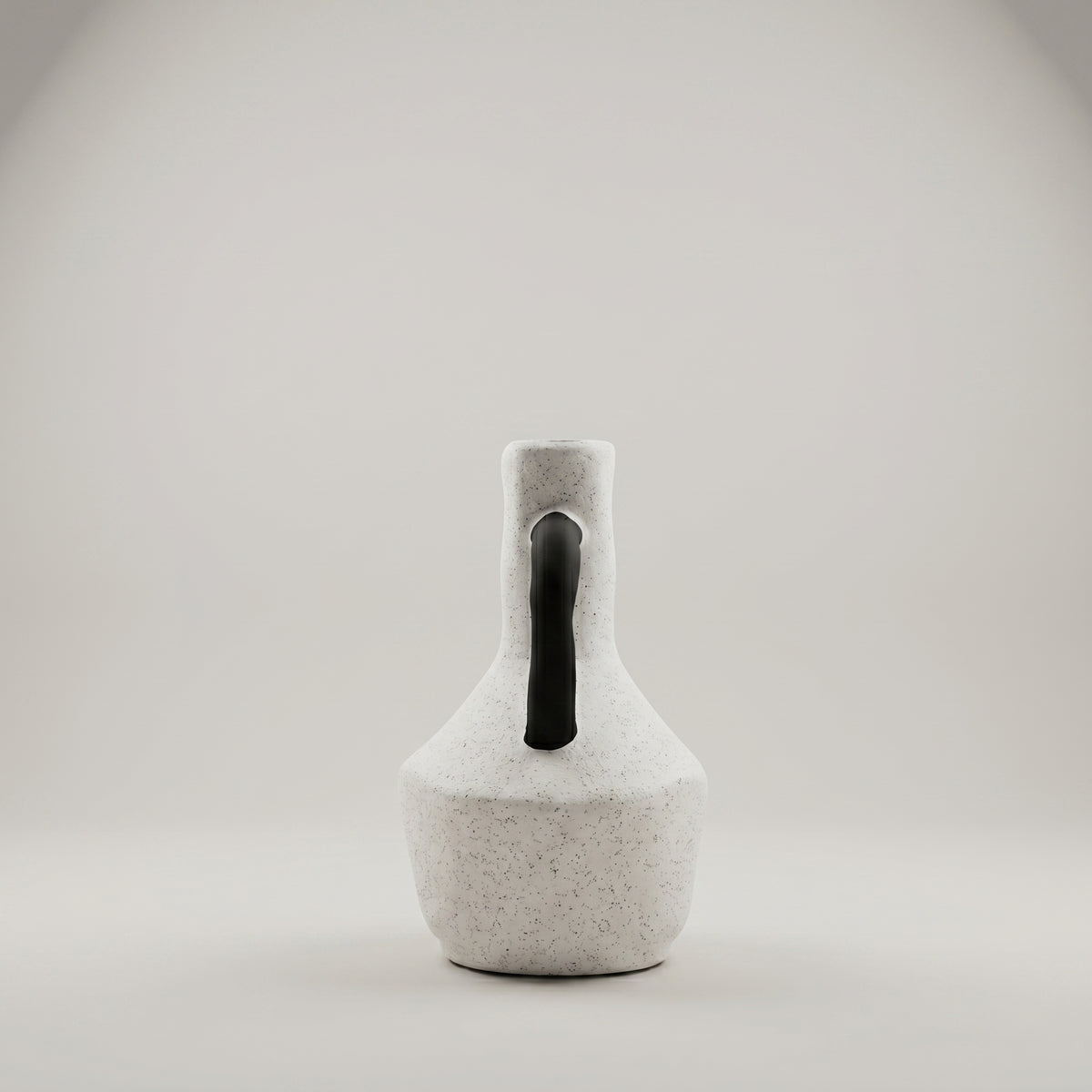 White Ceramic Pitcher Vase ( Black Handle) by Zodiya