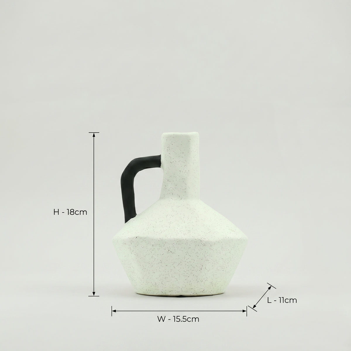 White Ceramic Pitcher Vase ( Black Handle) by Zodiya