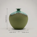 Green Ceramic Flower Vase (Small, Moon Jar) by Zodiya