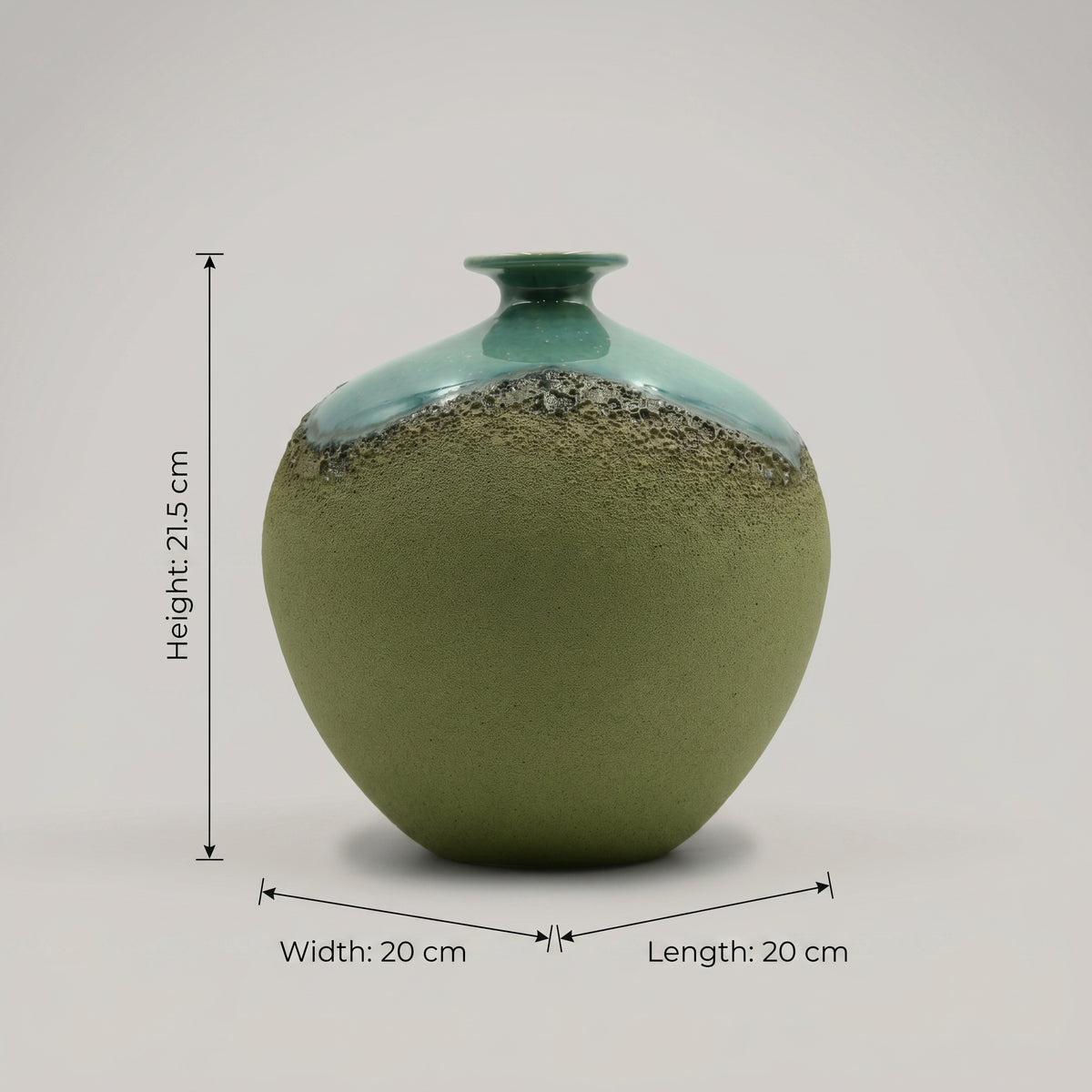 Green Ceramic Flower Vase (Small, Moon Jar) by Zodiya