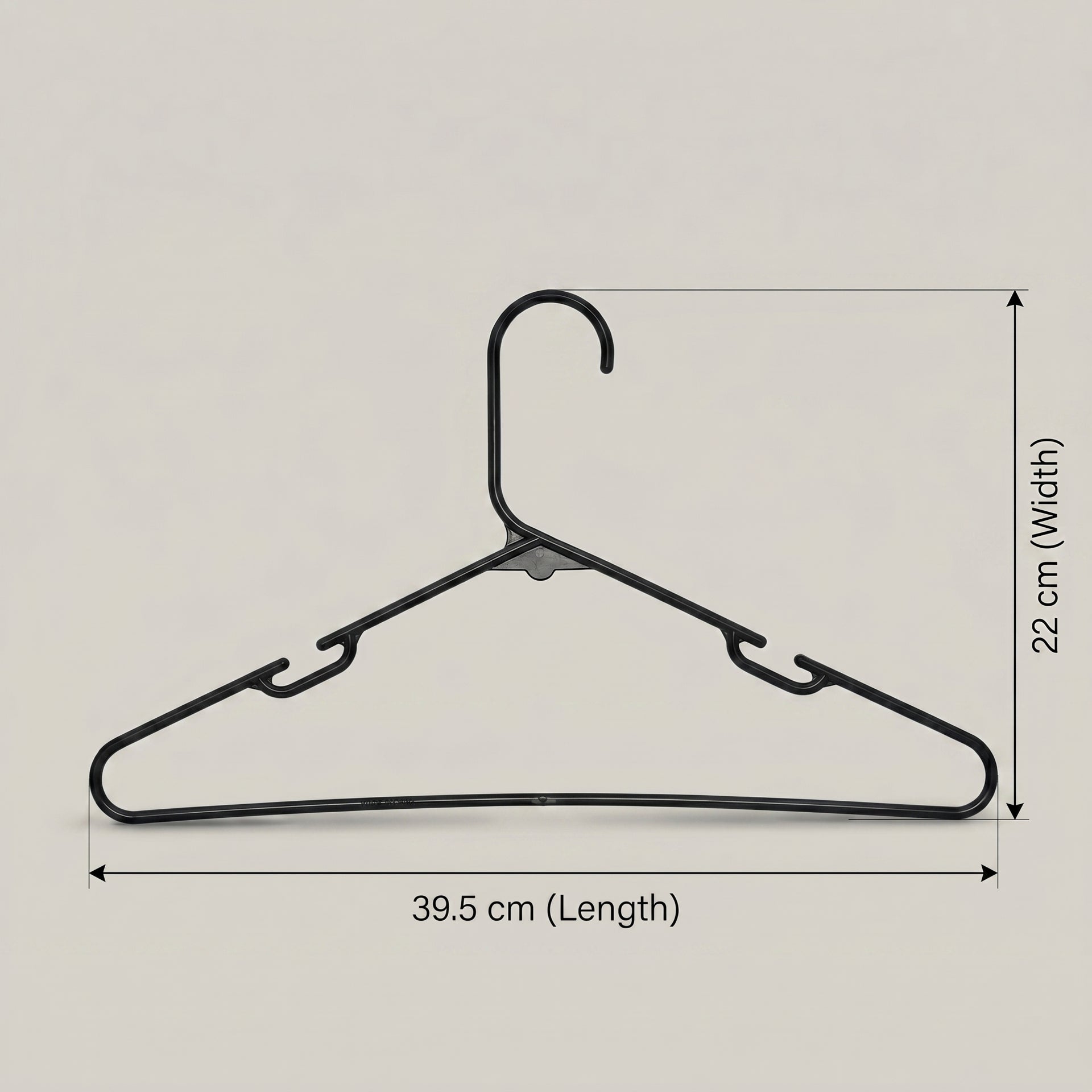 Black Plastic Cloth Hanger Set Of 10 By Zodiya