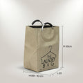 Beige Linen Laundry Bag with Ring Handles by Zodiya