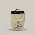 Beige Linen Laundry Bag with Ring Handles by Zodiya