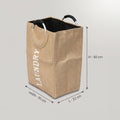 Brown Linen Laundry Bag with Ring Handles By Zodiya