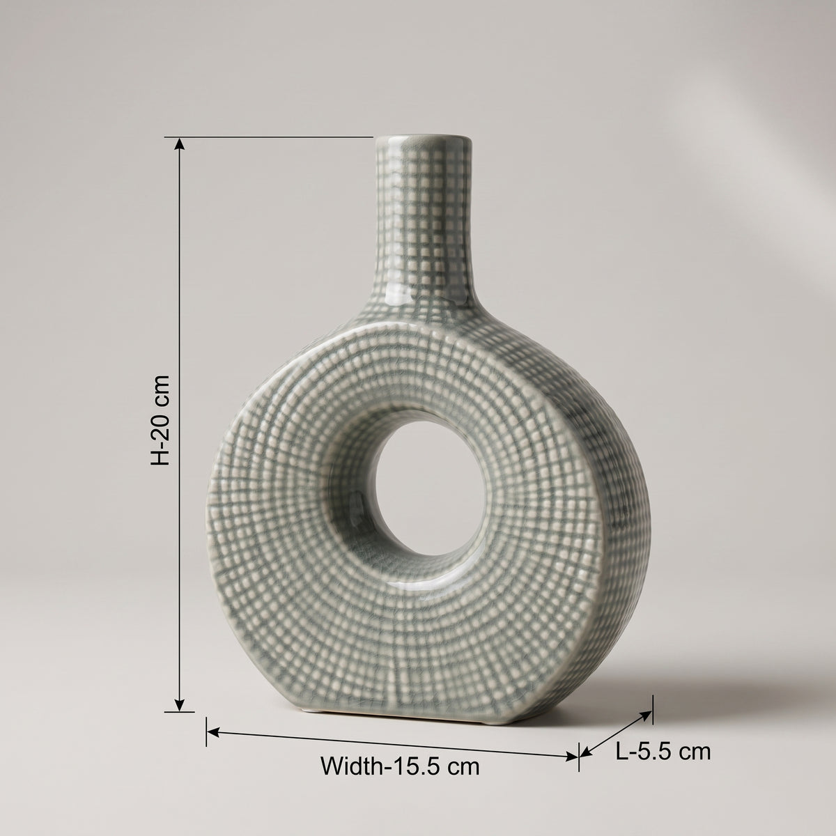 Grid Pattern Ceramic Flower Vase By Zodiya