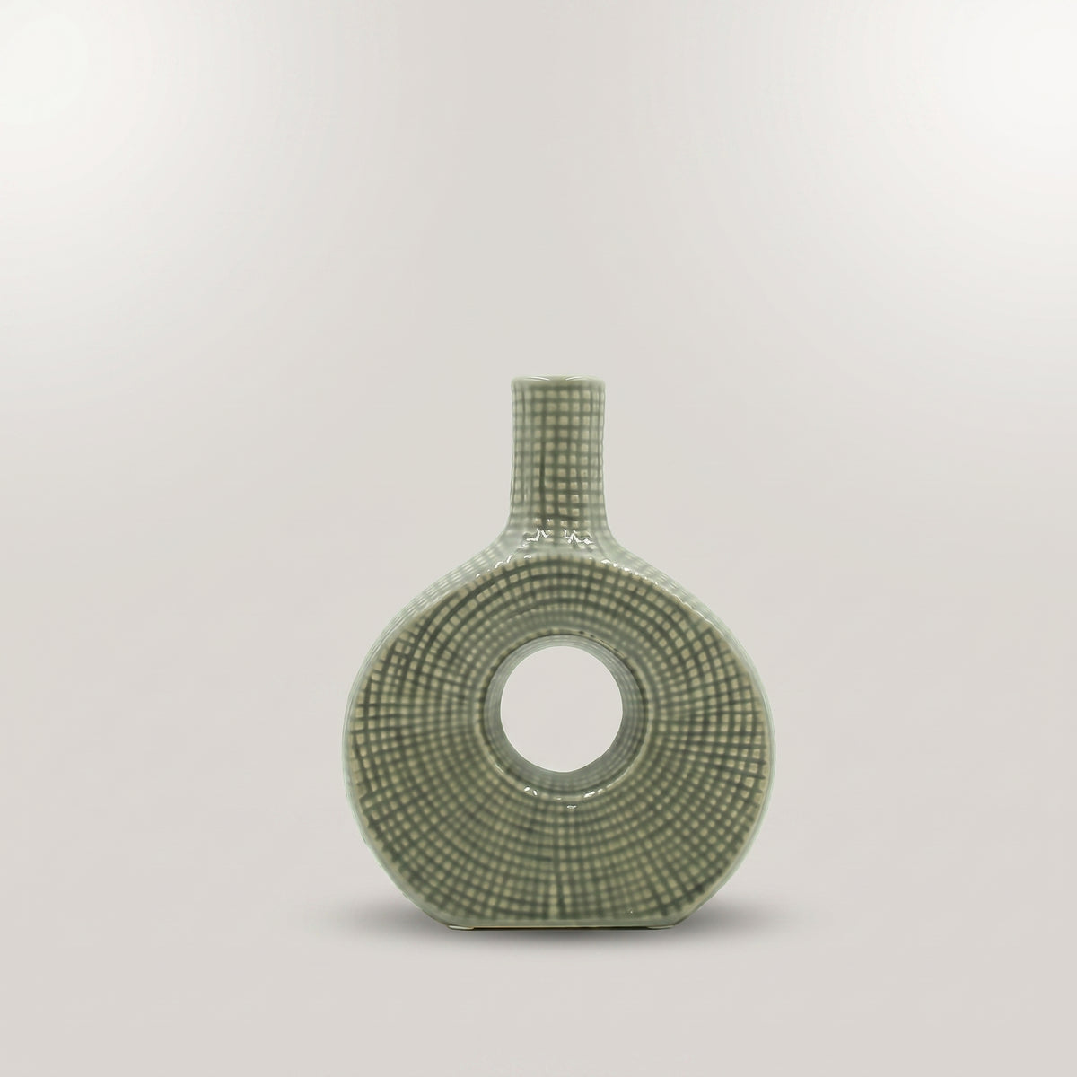 Grid Pattern Ceramic Flower Vase By Zodiya