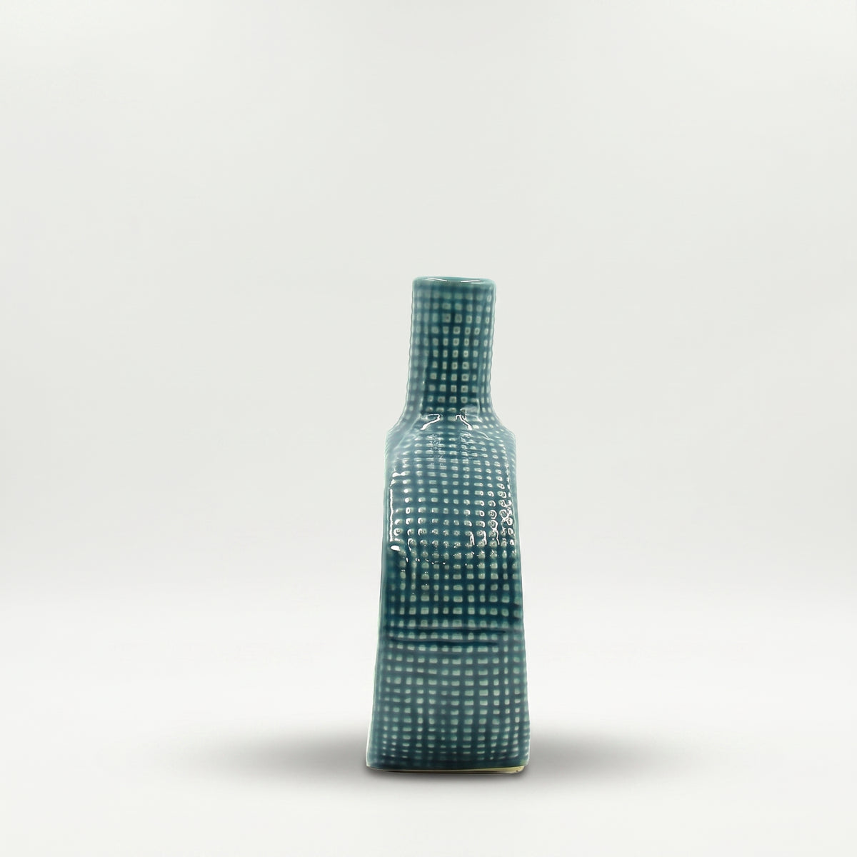 Blue Grid Pattern Ceramic Flower Vase By Zodiya