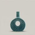 Blue Grid Pattern Ceramic Flower Vase By Zodiya