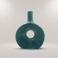 Blue Grid Pattern Ceramic Flower Vase By Zodiya