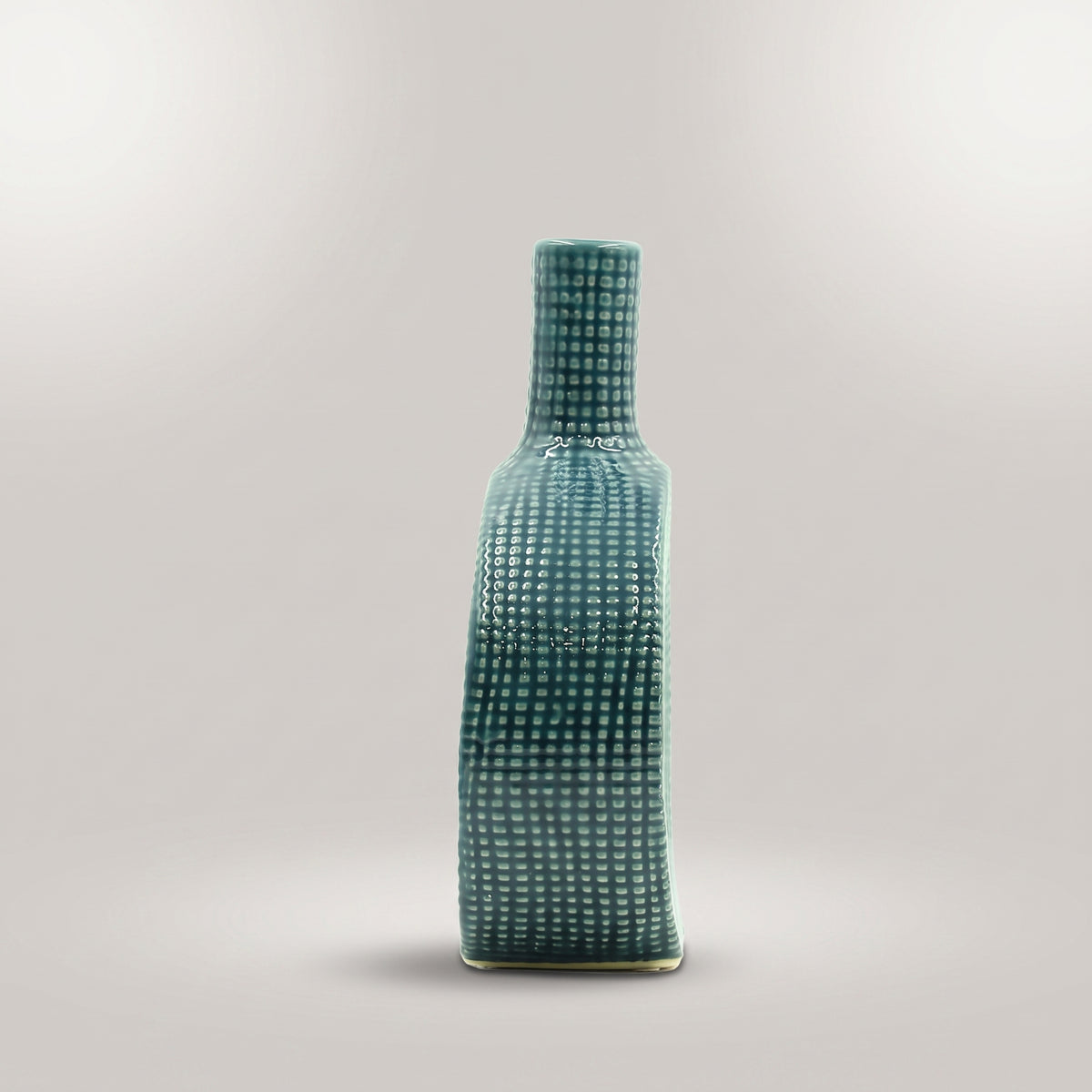 Blue Grid Pattern Ceramic Flower Vase By Zodiya