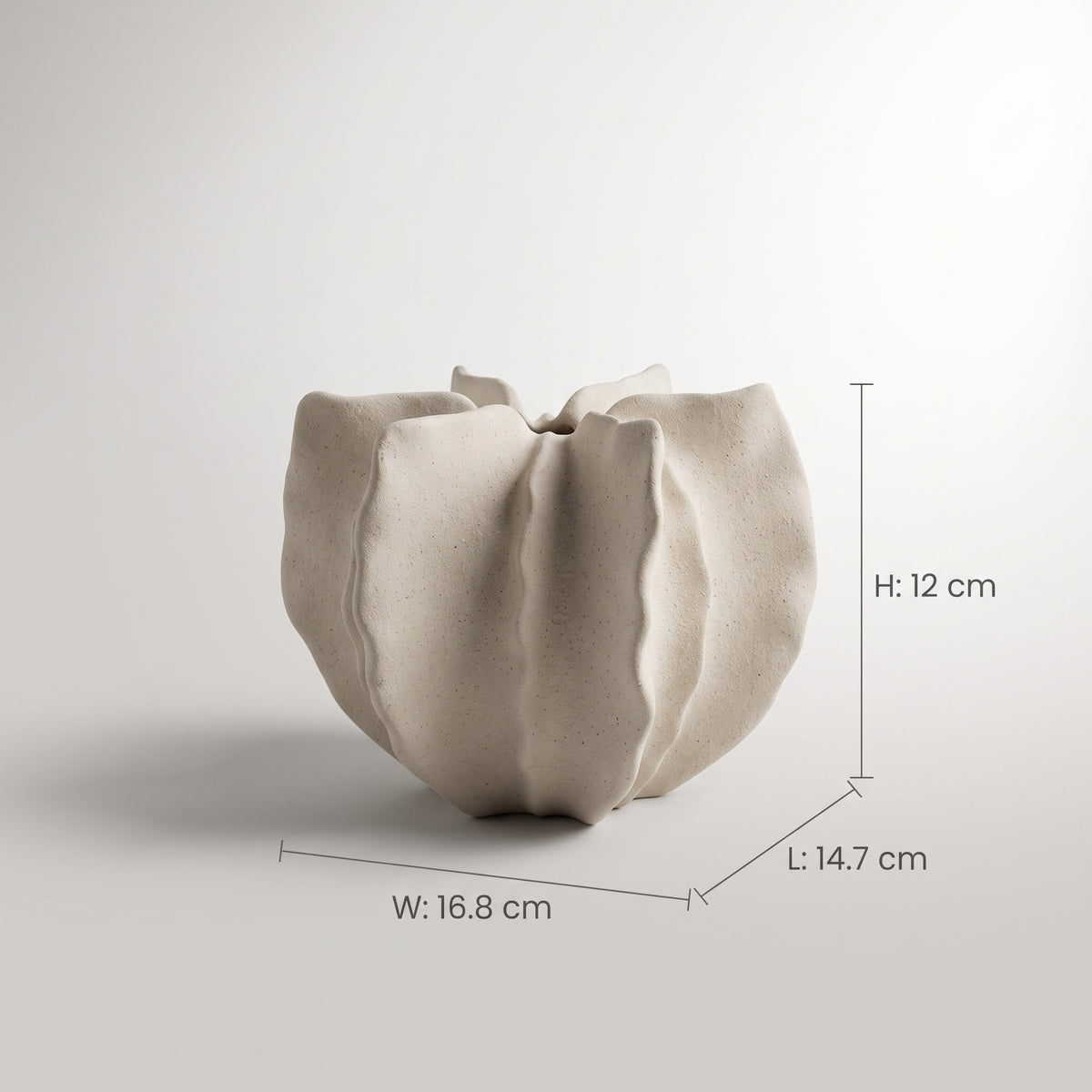 Off-white Cactus Ceramic Vase (small) By Zodiya