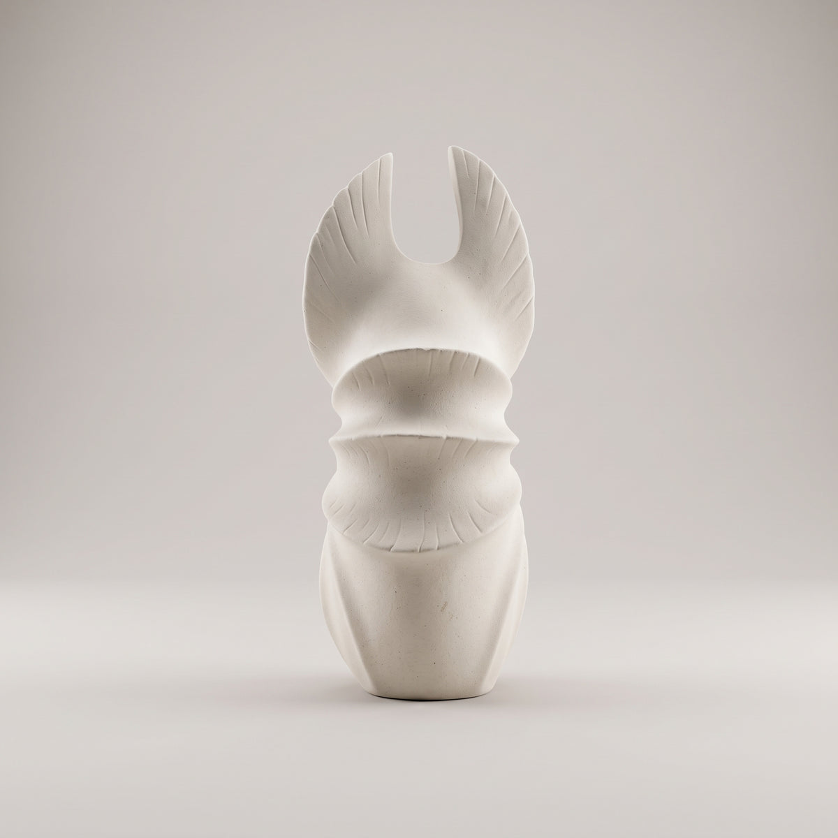 Off-white Shell Ceramic Vase By Zodiya