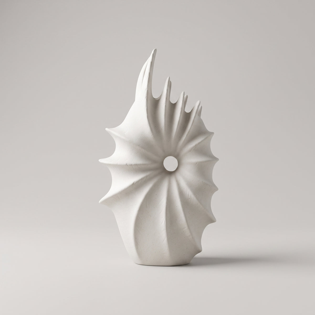 Off-white Shell Ceramic Vase By Zodiya