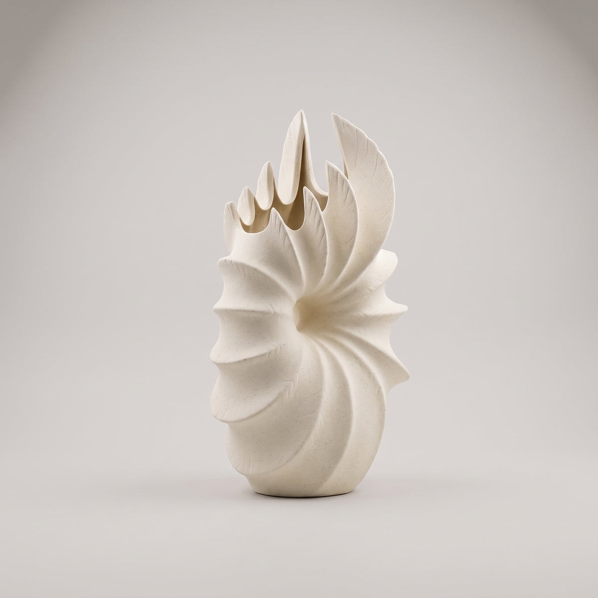 Off-white Shell Ceramic Vase By Zodiya