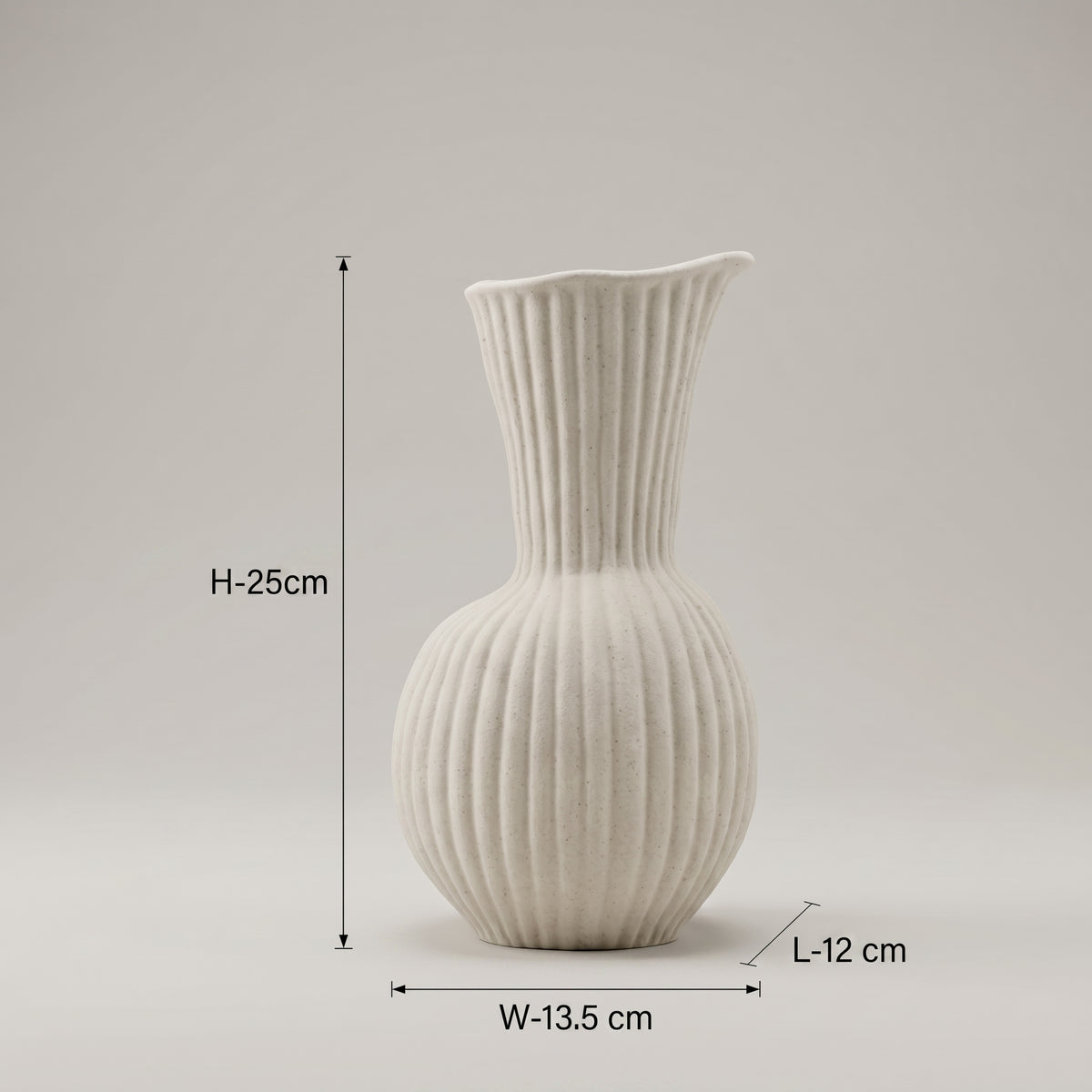 White Large Pitcher Ceramic Vase By Zodiya