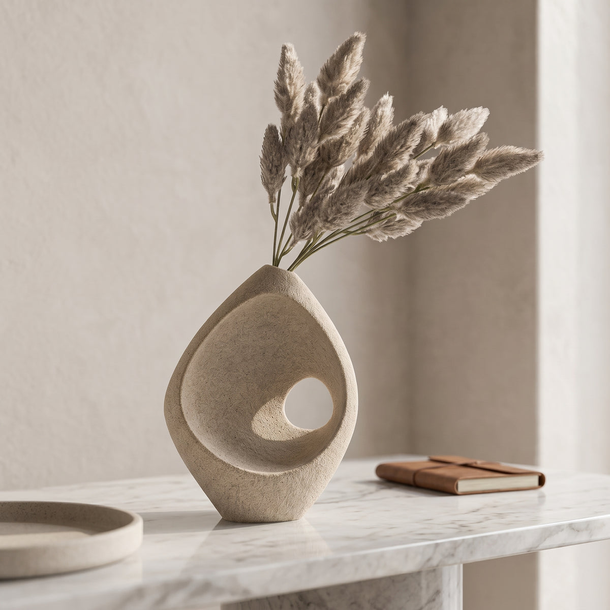 Beige Stone Ceramic Flower Vase By Zodiya
