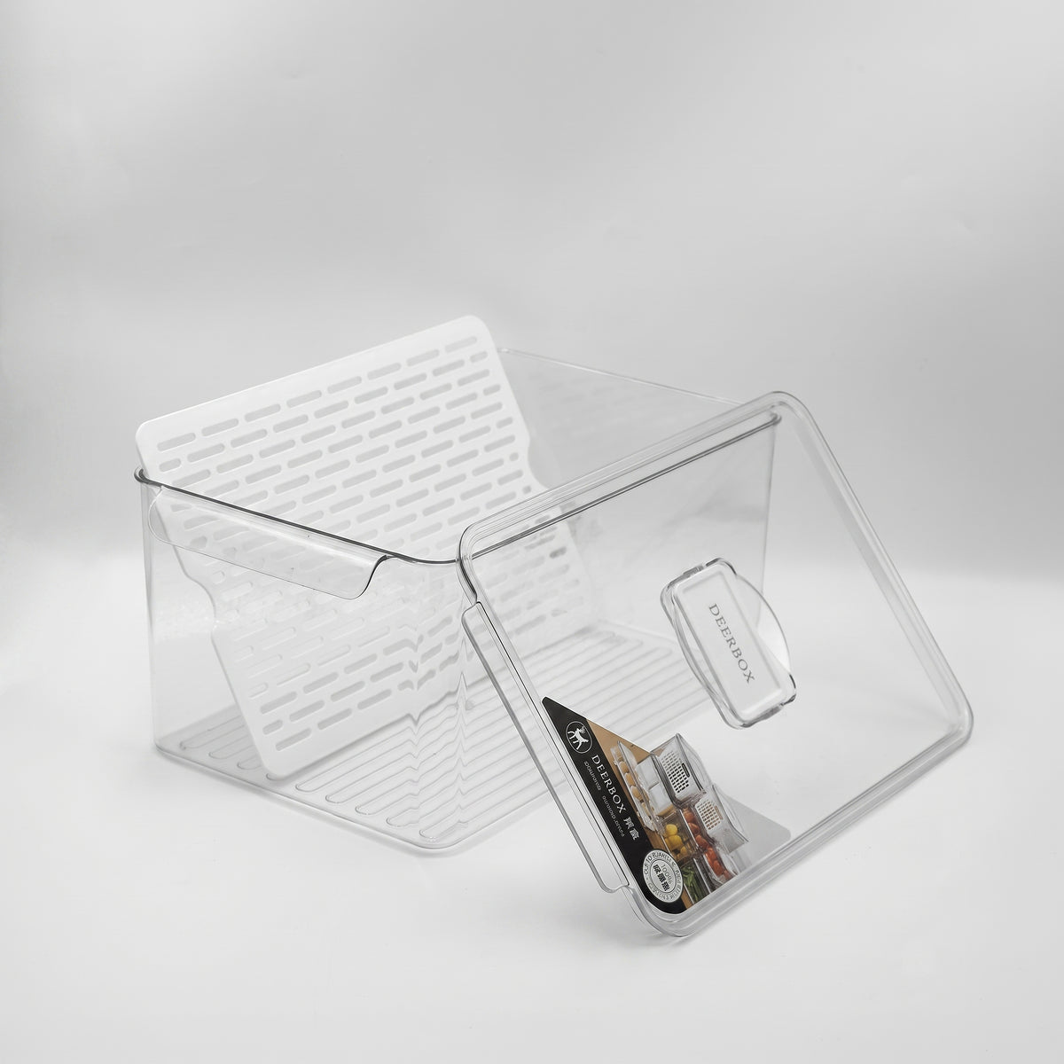Leakproof Refrigerator Storage Box With With Lid & Removable Drain Plate By Zodiya