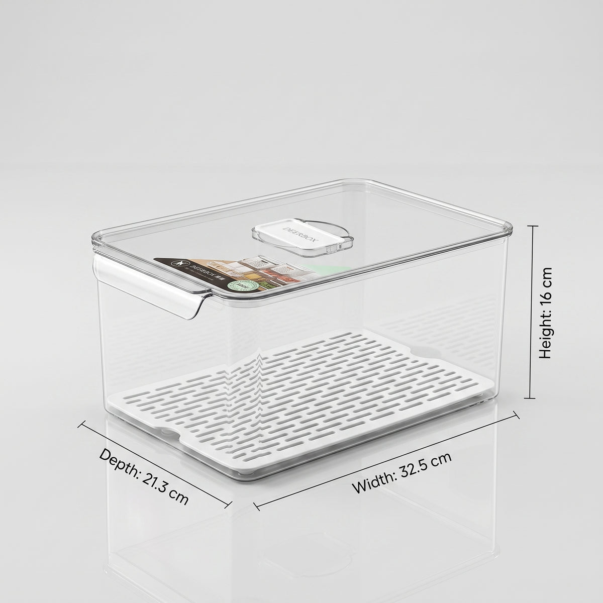 Leakproof Refrigerator Storage Box With With Lid & Removable Drain Plate By Zodiya